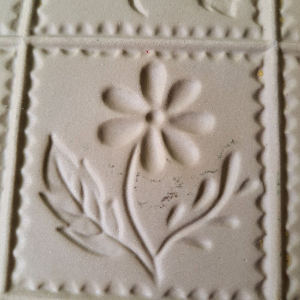 Brown Bag Cookie Art 1983 Hill Design Stoneware Mold 9 Florals Handles 8" Square - Picture 14 of 14
